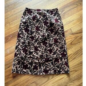 Sophisticated Harold Maroon Floral Pencil Skirt Tailored Chic Size 2